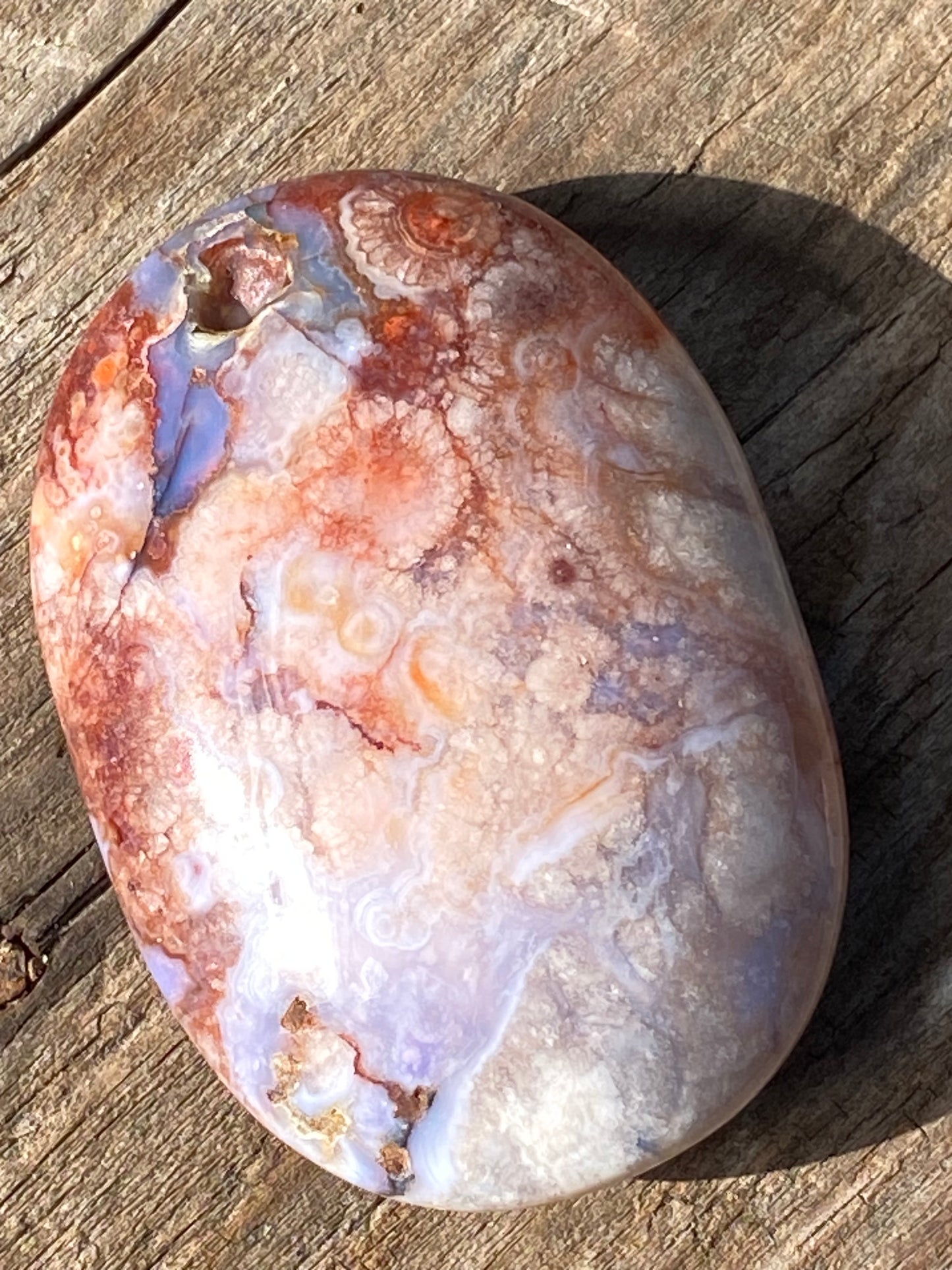 Beaitiful Blue Flower Agate Palm Stone