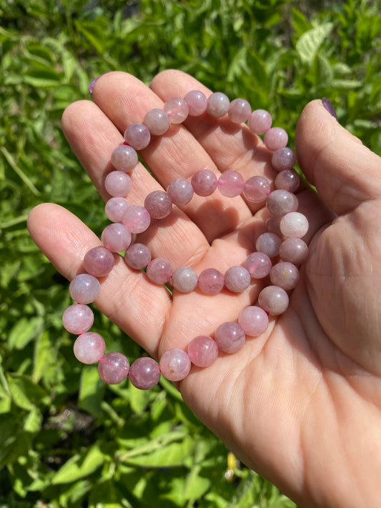 Lavendar Rose Quartz Crystal Bracelet